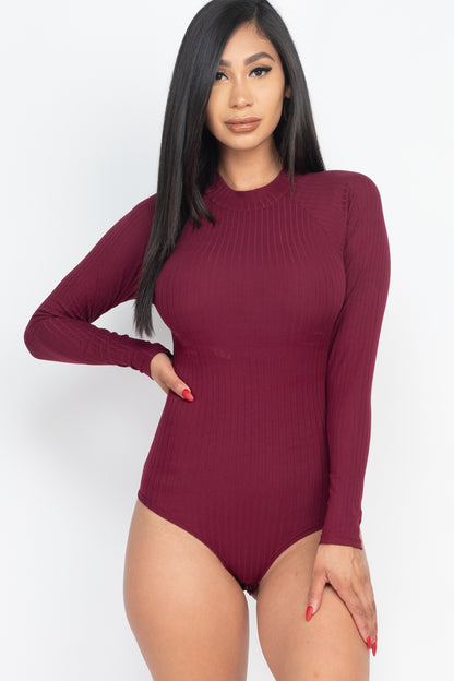 [$3/piece] Ribbed Long Sleeve Mock Neck Bodysuit