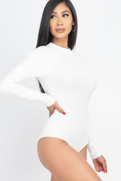 [$3/piece] Ribbed Long Sleeve Mock Neck Bodysuit