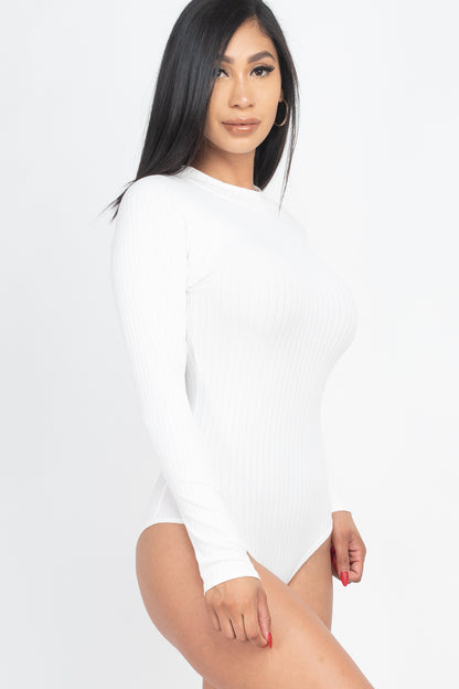 [$3/piece] Ribbed Long Sleeve Mock Neck Bodysuit