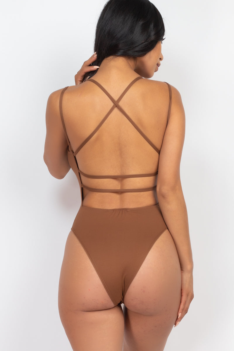 Crisscross Back Sexy Bodysuit Top - Wholesale Capella Apparel