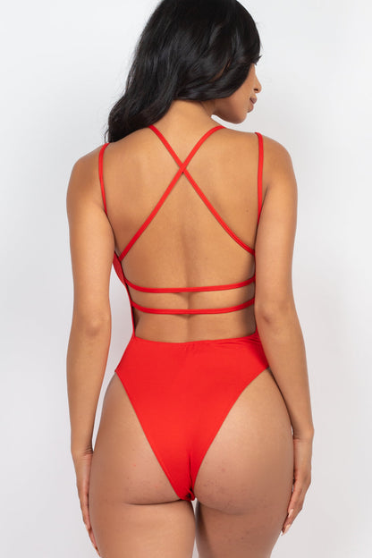 Crisscross Back Sexy Bodysuit Top - Wholesale Capella Apparel