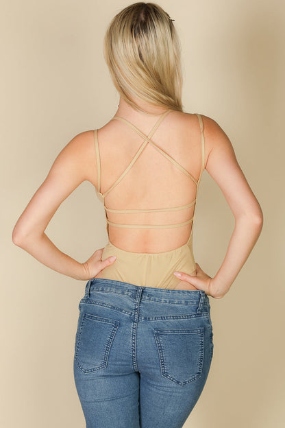 Crisscross Back Sexy Bodysuit Top - Wholesale Capella Apparel