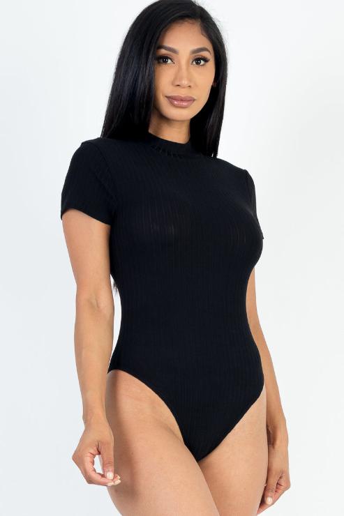 Ribbed Short Sleeve Bodysuit - Capella Apparel