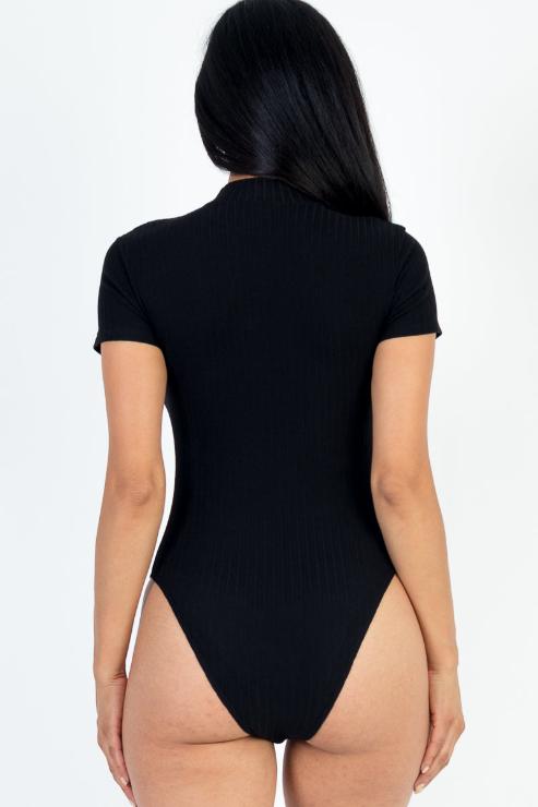 Ribbed Short Sleeve Bodysuit - Capella Apparel