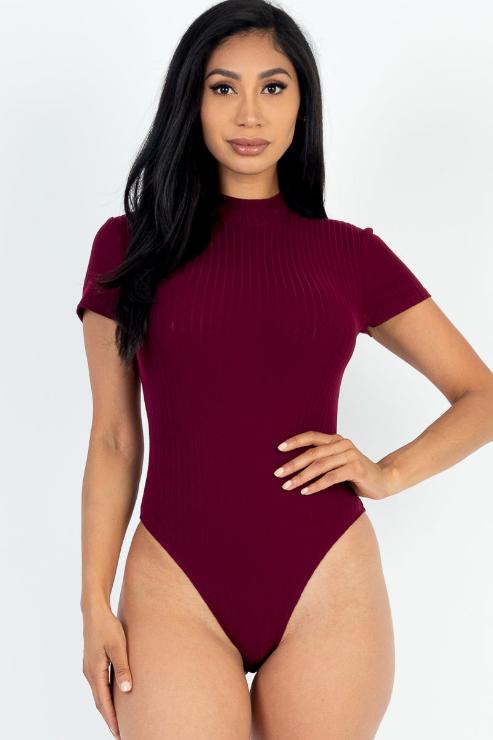 Ribbed Short Sleeve Bodysuit - Capella Apparel