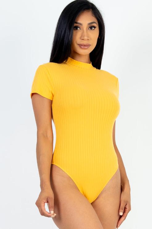 Ribbed Short Sleeve Bodysuit - Capella Apparel