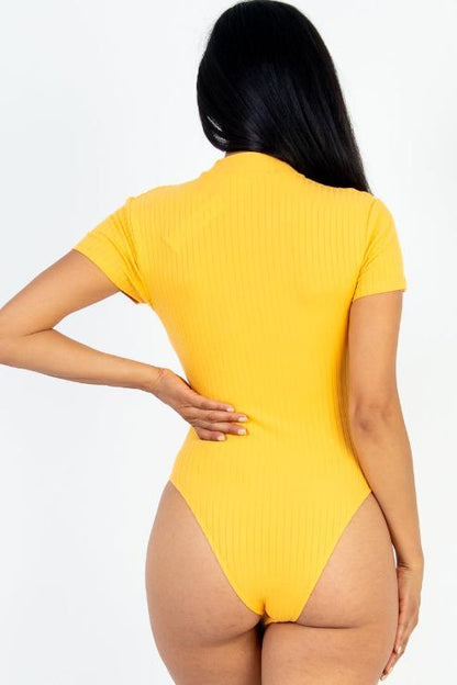 Ribbed Short Sleeve Bodysuit - Capella Apparel