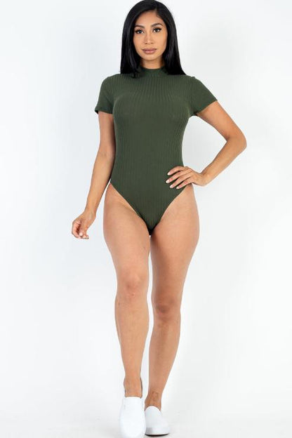 Ribbed Short Sleeve Bodysuit - Capella Apparel