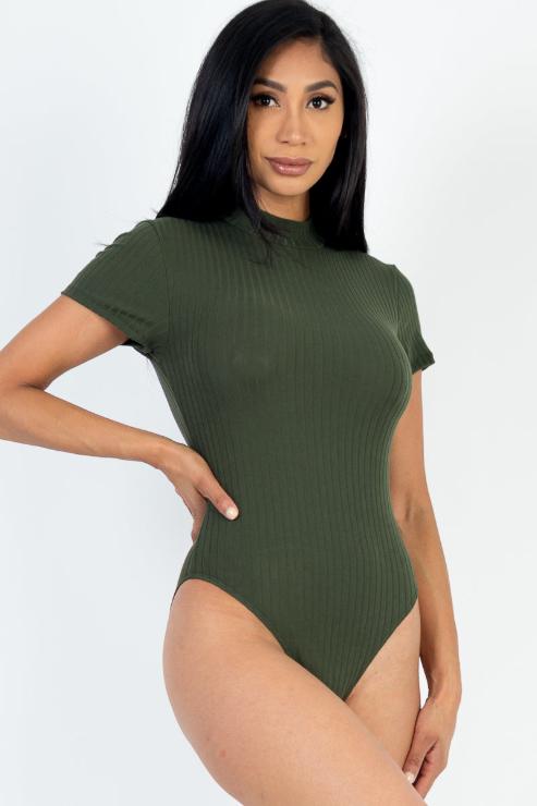 Ribbed Short Sleeve Bodysuit - Capella Apparel