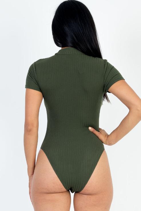 Ribbed Short Sleeve Bodysuit - Capella Apparel