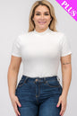 Plus Size Ribbed Short Sleeve Bodysuit - Capella Apparel