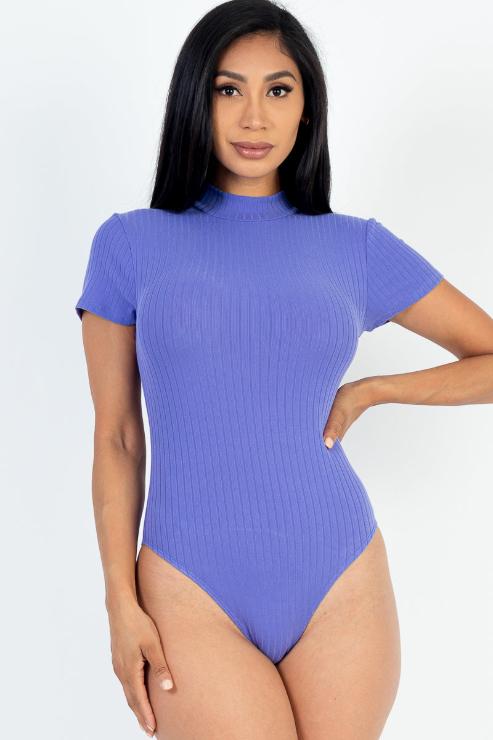 Ribbed Short Sleeve Bodysuit - Capella Apparel