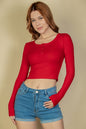 [$3/piece] Ribbed Button Up Long Sleeve Crop Top