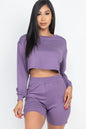 Cozy Long Sleeve Crop Top & Shorts Set - Wholesale Capella Apparel