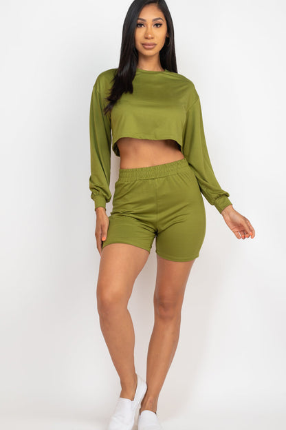 Cozy Long Sleeve Crop Top & Shorts Set - Wholesale Capella Apparel