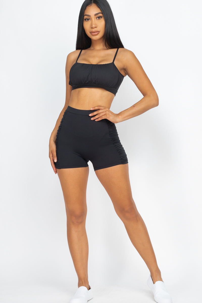 Shirred Crop Cami Top & Shorts Set - Wholesale Capella Apparel