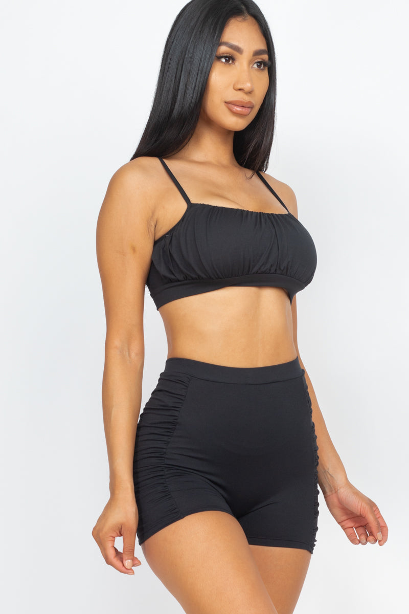 Shirred Crop Cami Top & Shorts Set - Wholesale Capella Apparel