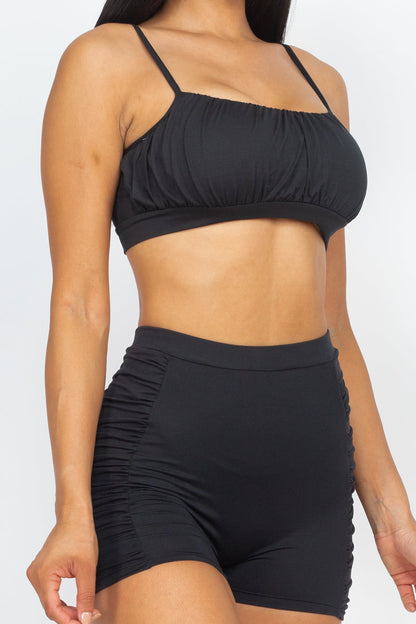 Shirred Crop Cami Top & Shorts Set - Wholesale Capella Apparel