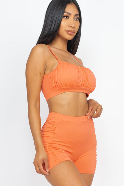 Shirred Crop Cami Top & Shorts Set - Wholesale Capella Apparel