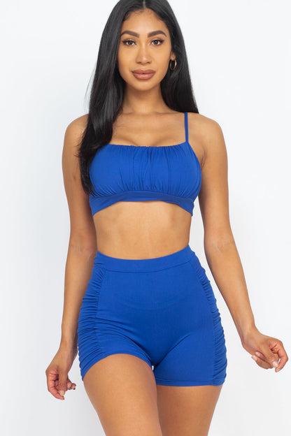 Shirred Crop Cami Top & Shorts Set - Wholesale Capella Apparel