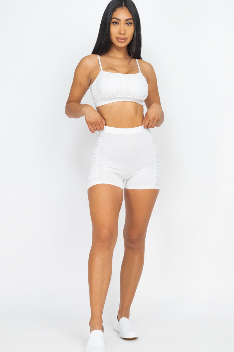 Shirred Crop Cami Top & Shorts Set - Wholesale Capella Apparel