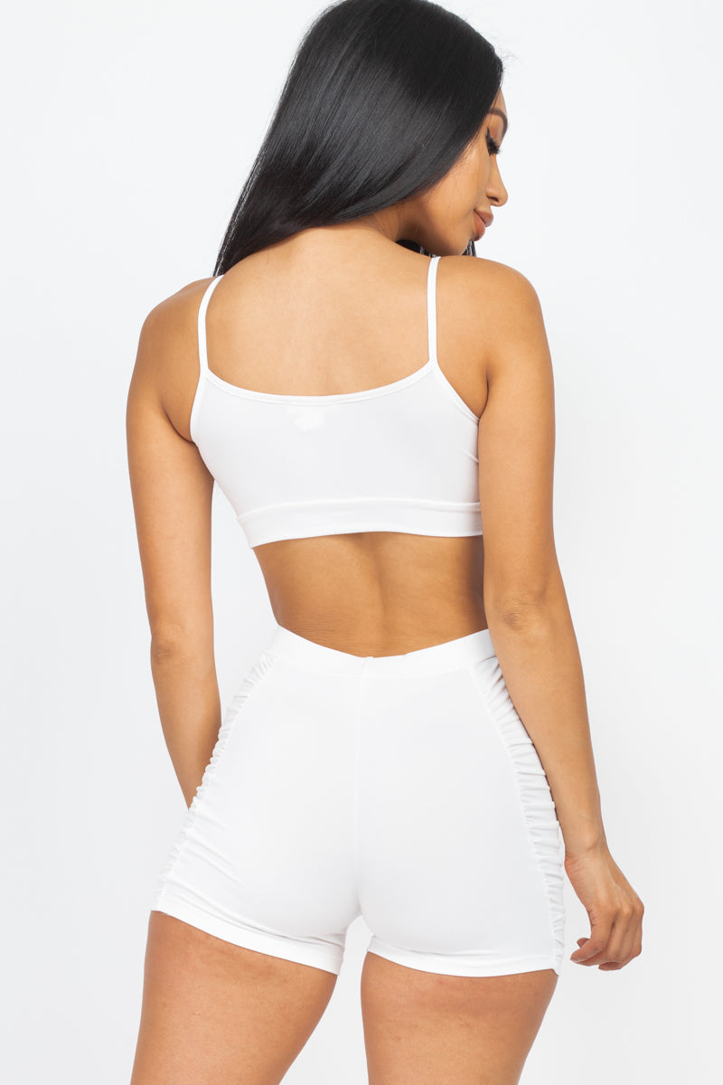 Shirred Crop Cami Top & Shorts Set - Wholesale Capella Apparel