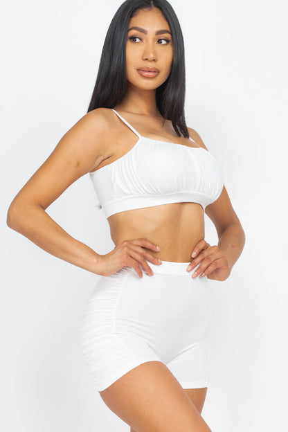 Shirred Crop Cami Top & Shorts Set - Wholesale Capella Apparel