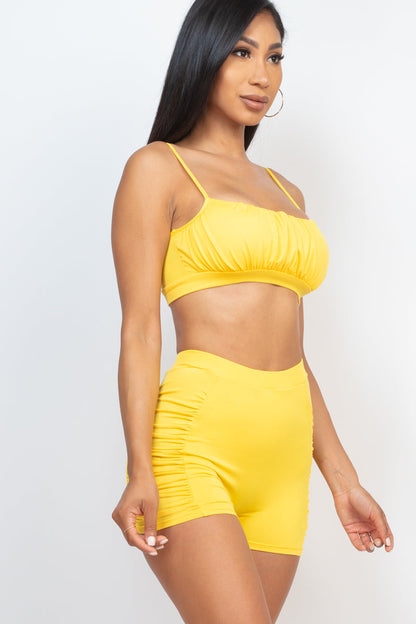 Shirred Crop Cami Top & Shorts Set - Wholesale Capella Apparel