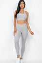 Ribbed Back Tied Halter Neck Crop Top & Leggings Sets - Wholesale Capella Apparel