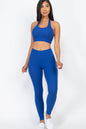 Ribbed Back Tied Halter Neck Crop Top & Leggings Sets - Wholesale Capella Apparel