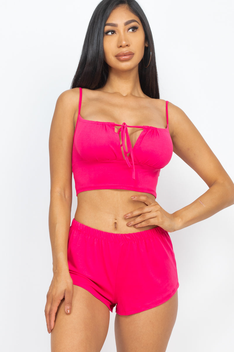 Camisole Tied Crop Top & Shorts Set - Wholesale Capella Apparel