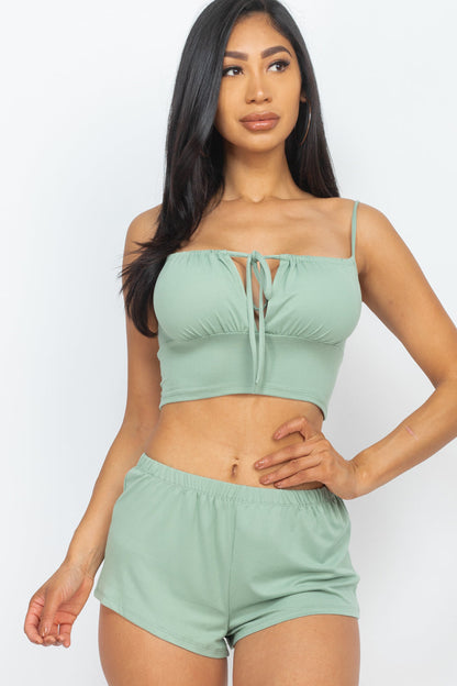 Camisole Tied Crop Top & Shorts Set - Wholesale Capella Apparel