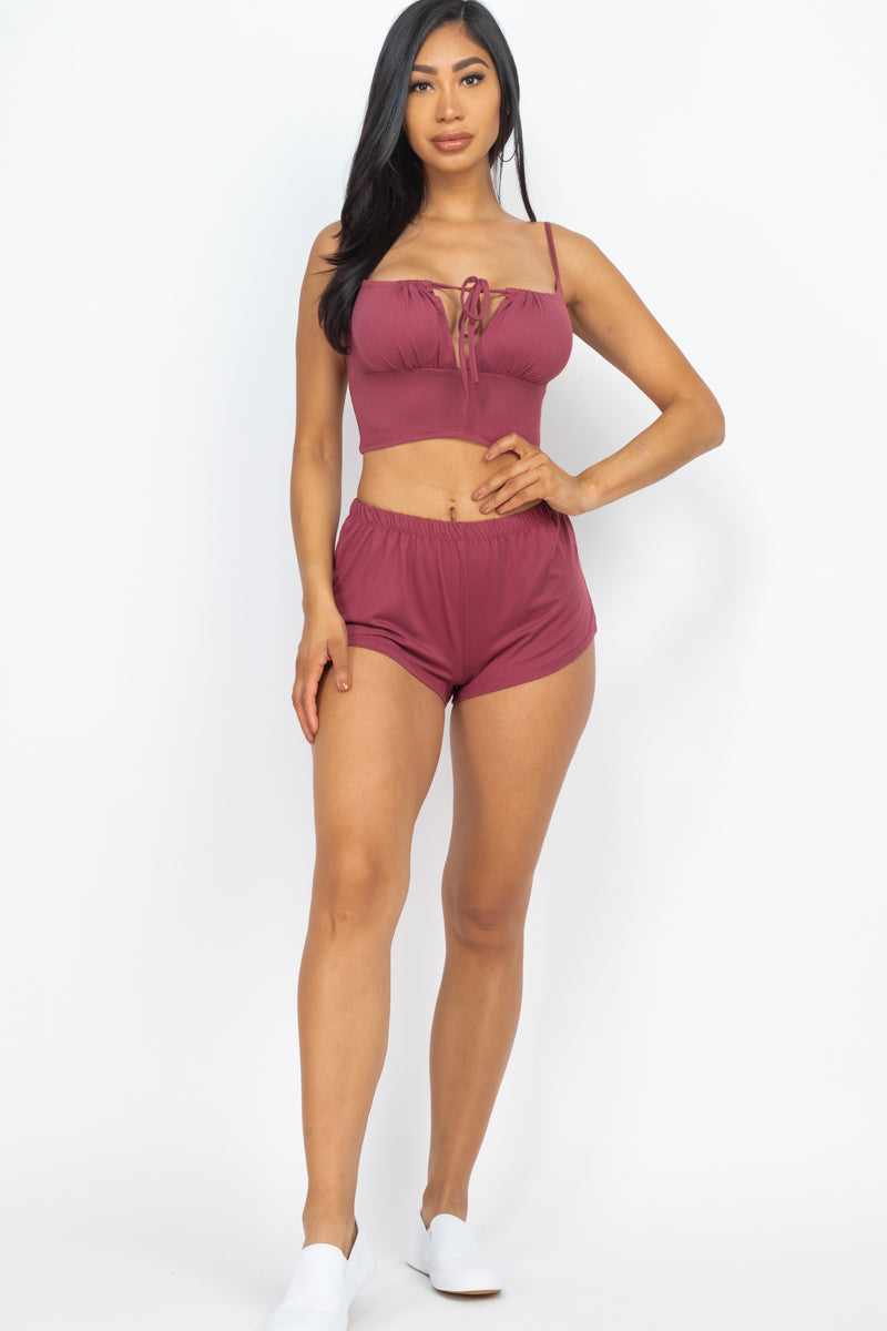 Camisole Tied Crop Top & Shorts Set - Wholesale Capella Apparel