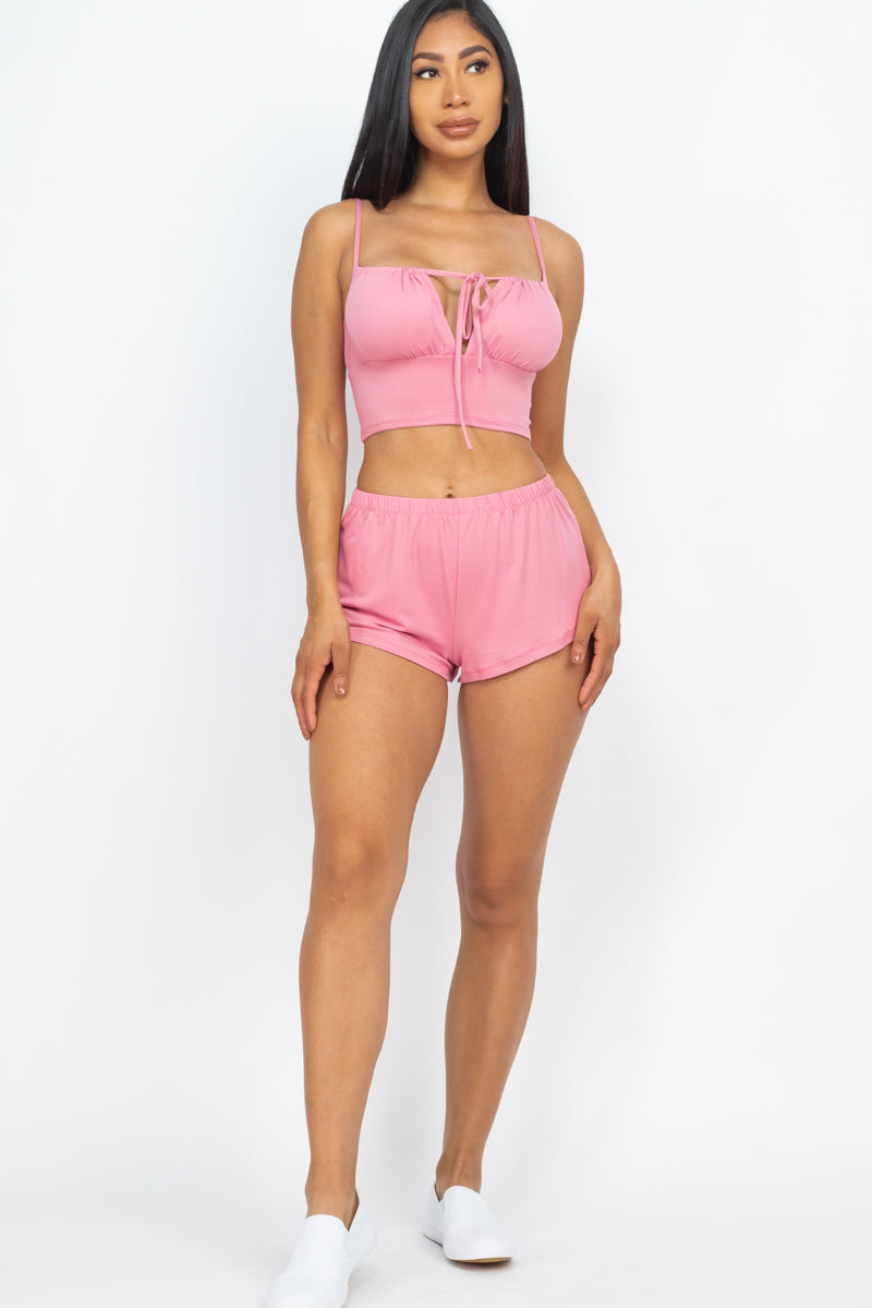 Camisole Tied Crop Top & Shorts Set - Wholesale Capella Apparel