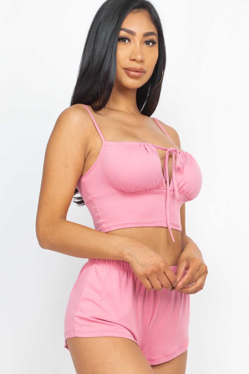 Camisole Tied Crop Top & Shorts Set - Wholesale Capella Apparel