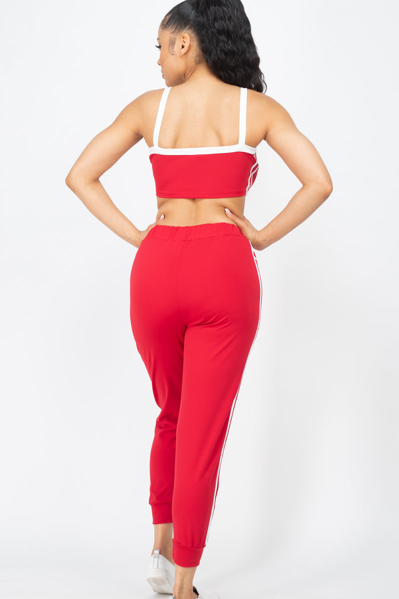 Side Striped Crop Top and Leggings Sets - Capella Apparel Wholesale