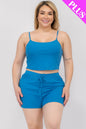 Plus Size Solid Ribbed Cami Top and Shorts Set - Capella Apparel