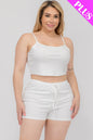 Plus Size Solid Ribbed Cami Top and Shorts Set - Capella Apparel