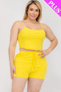 Plus Size Solid Ribbed Cami Top and Shorts Set - Capella Apparel