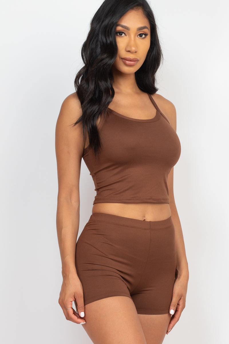 [$3/piece] Split Back Cami Top & Shorts Set