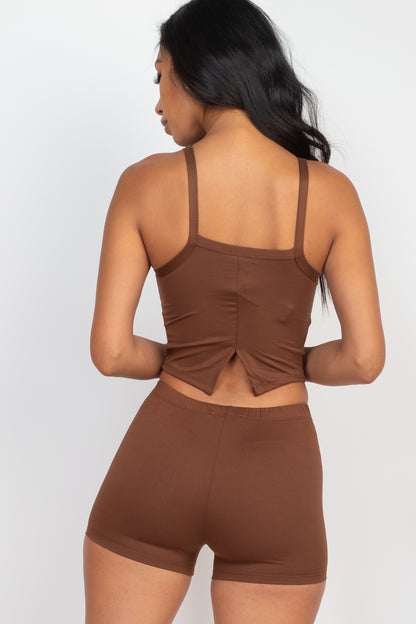 [$3/piece] Split Back Cami Top & Shorts Set