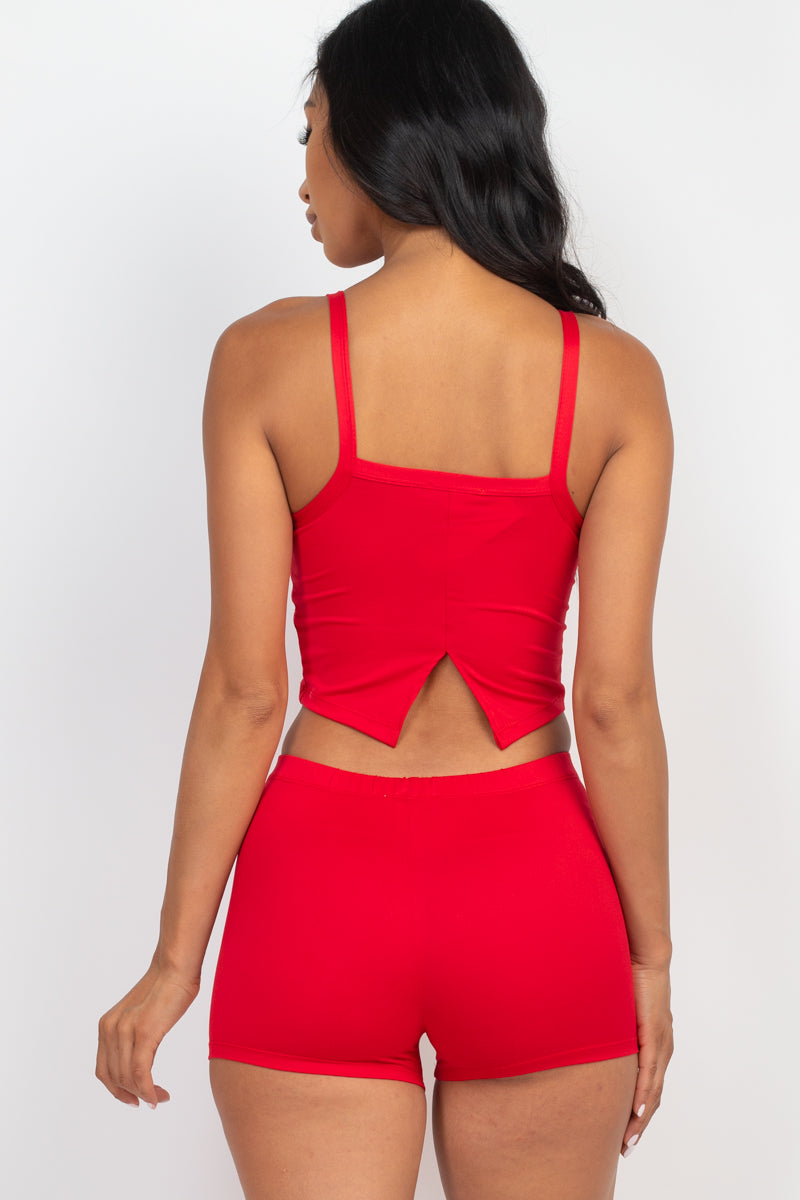 [$3/piece] Split Back Cami Top & Shorts Set