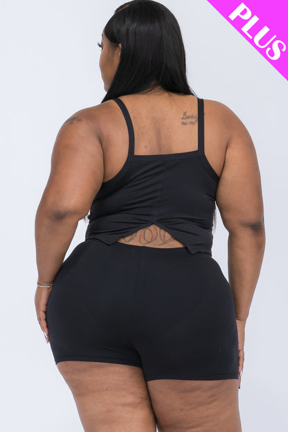 [$5/piece] Plus Size Split Back Cami Top & Shorts Set