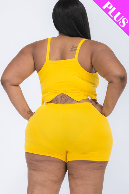 [$5/piece] Plus Size Split Back Cami Top & Shorts Set