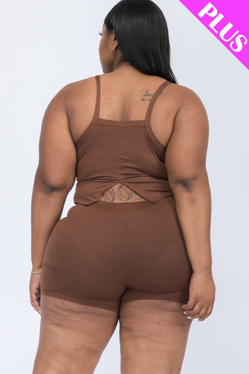 [$5/piece] Plus Size Split Back Cami Top & Shorts Set