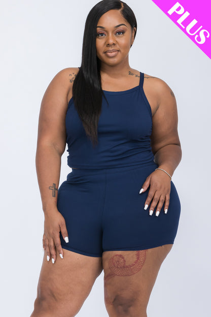 [$5/piece] Plus Size Split Back Cami Top & Shorts Set