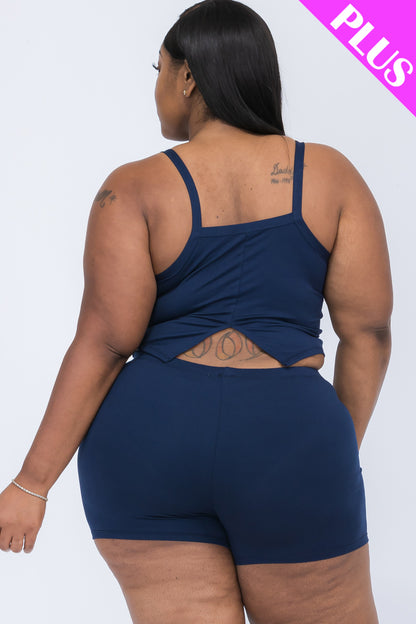 [$5/piece] Plus Size Split Back Cami Top & Shorts Set