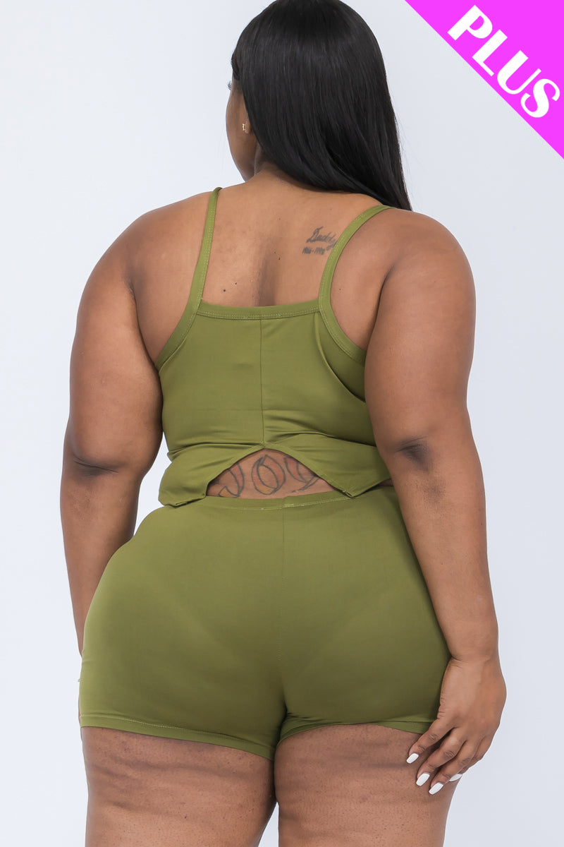 [$5/piece] Plus Size Split Back Cami Top & Shorts Set