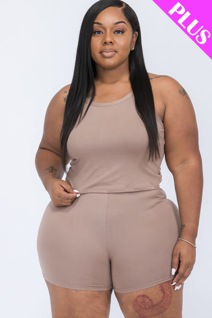 [$5/piece] Plus Size Split Back Cami Top & Shorts Set