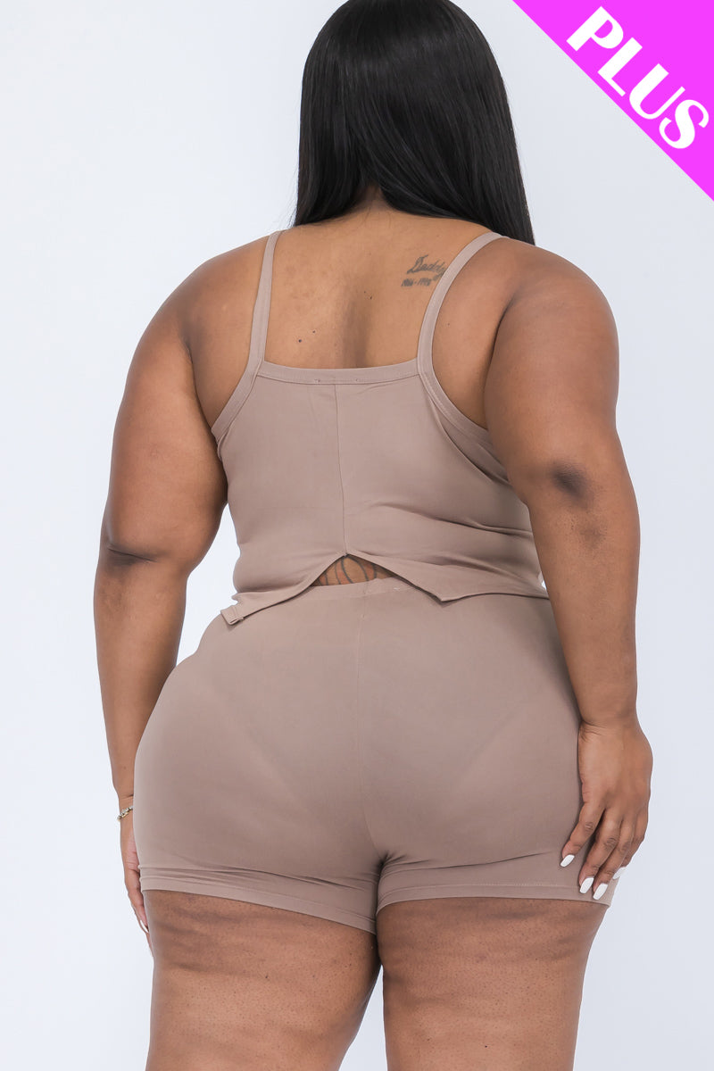 [$5/piece] Plus Size Split Back Cami Top & Shorts Set